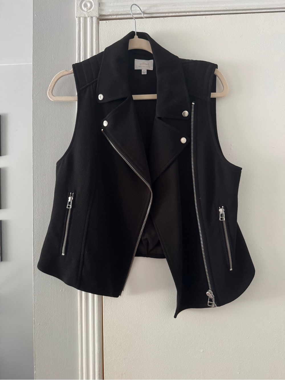 Wilfred Black Sleeveless Moto Vest with Silver Hardware
